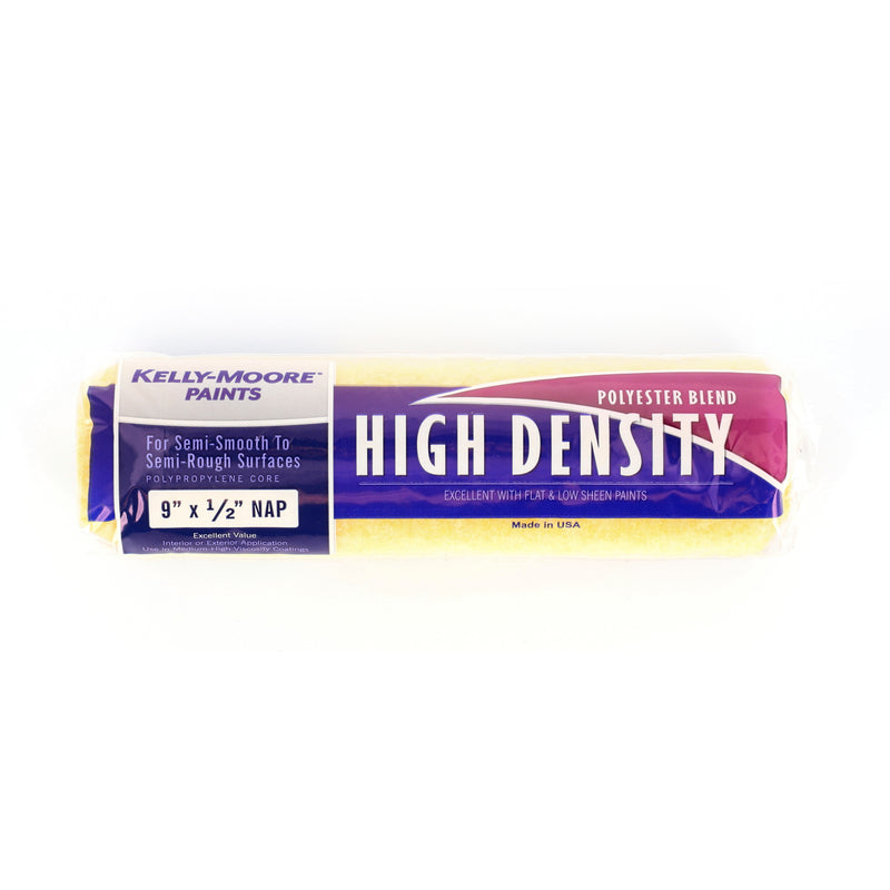 KELLY MOORE 9'' HIGH DENSITY ROLLER COVER 1/2'' NAP POLYSTER BLEND