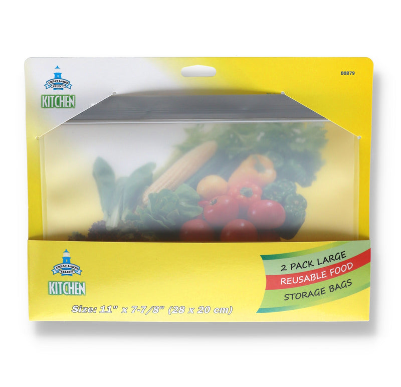 2PK LARGE REUSABLE FOOD STORAGE BAGS