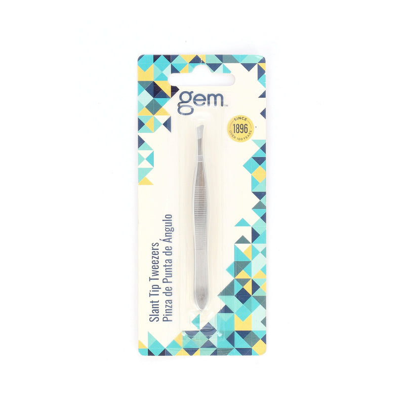GEM CARDED SLANT TIP TWEEZERS EN/SP