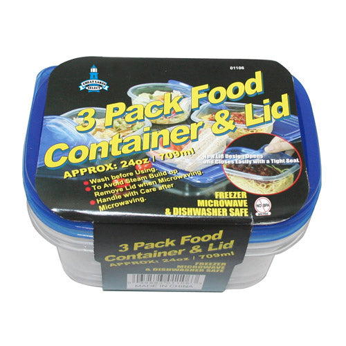 3pc FOOD CONTAINERS OVAL 24oz