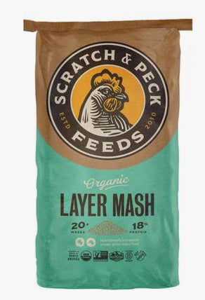 SCRATCH & PECK FEEDS 40LB ORGANIC CHICKEN & DUCK LAYER MASH 18% PROTIEN