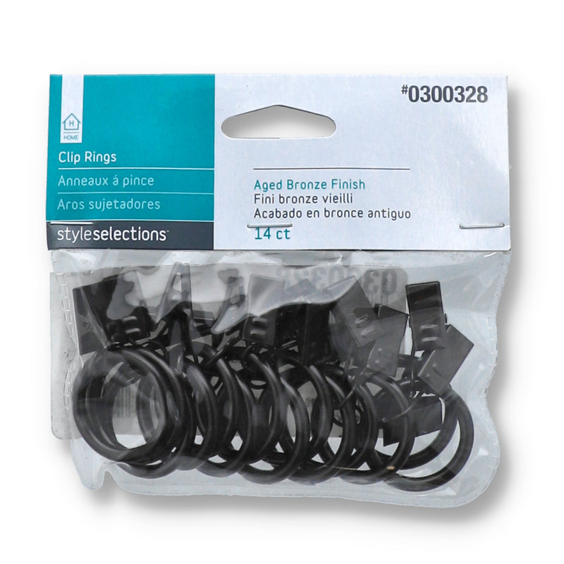 14pk 3/4'' BRONZE FINISH CLIPCURTAIN RINGS