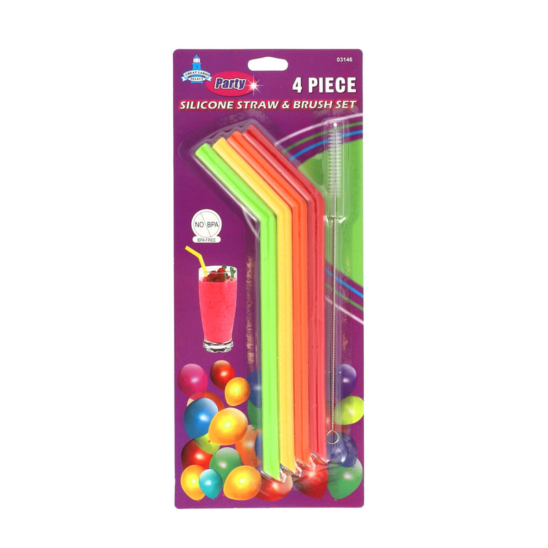 4pc SILICONE STRAW & BRUSH SET