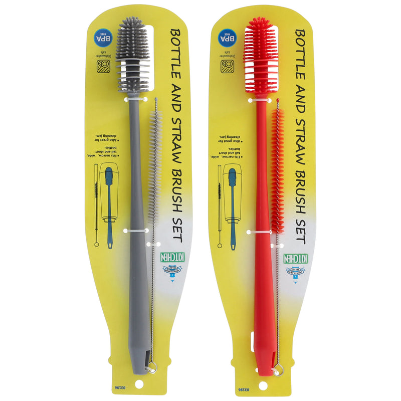 SILICONE BOTTLE & STRAW BRUSH SET