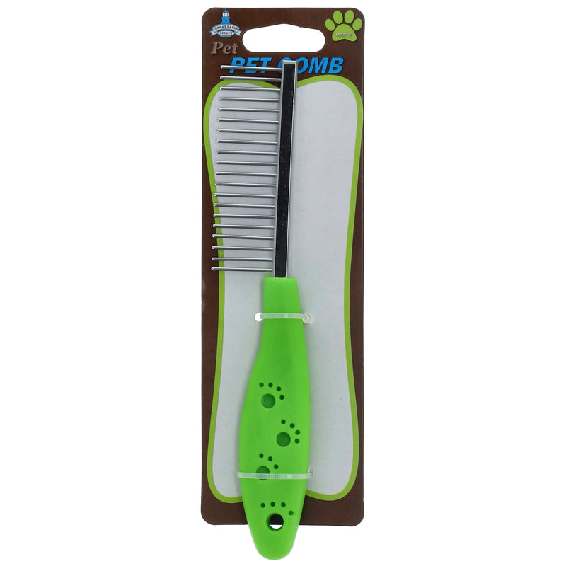 METAL PET COMB WITH CUSHION GRIP HANDLE