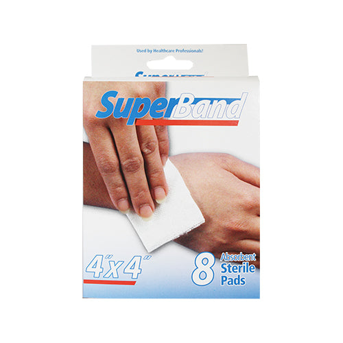 8pk SUPERBAND STERILE PADS 4x4''