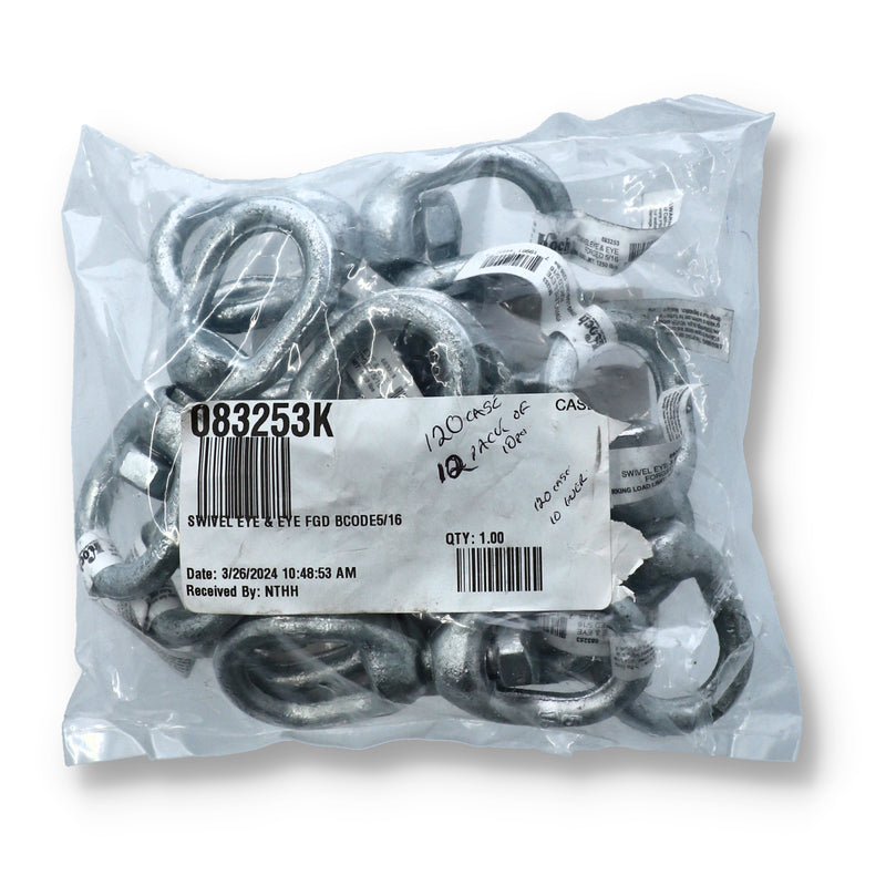 5/16'' SWIVEL EYE & EYE 1250lb WLL BULK & BAR CODE