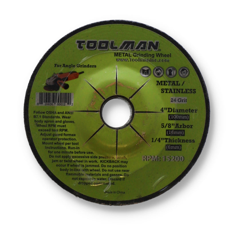 4'' METAL GRINDING WHEEL 1/4'' THICH 5/8'' ARBOR