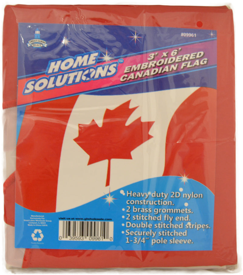 3x6' EMBROIDERED CANADIAN FLAG