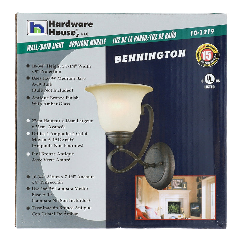 HH BENNINGTON WALL & BATH LIGHT ANTIQUE BRONZE 10-3/4x7-1/4''