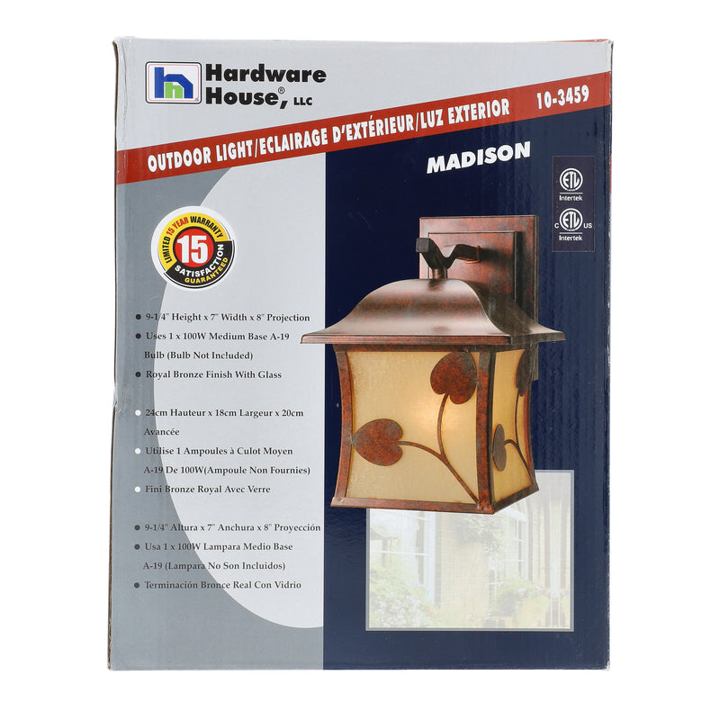 HH MADISON OUTDOOR LIGHT ROYAL BRONZE 9-1/4x7''