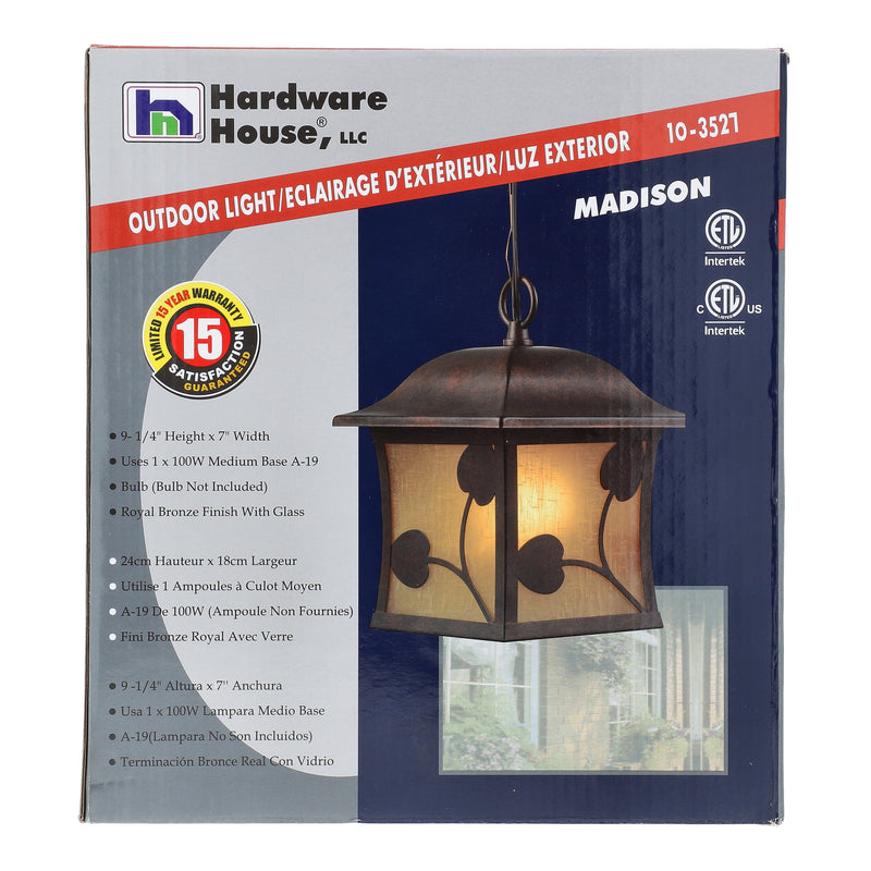 HH MADISON OUTDOOR HANGING LIGHT ROYAL BRONZE 9-1/4x7''