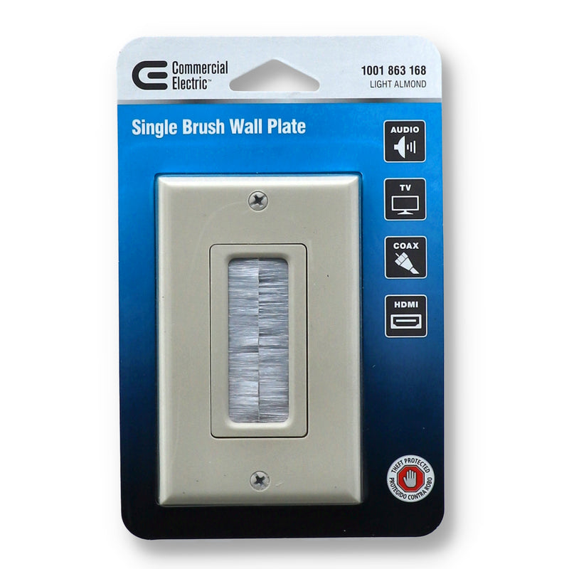 SINGLE BRUSH WALL PLATE -LIGHT ALMOND