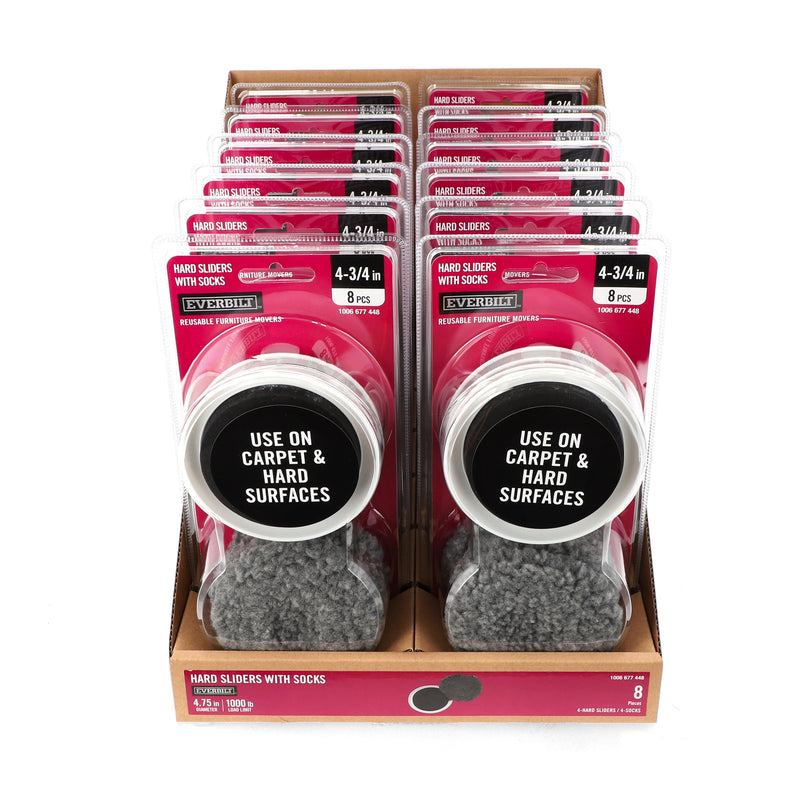 EVERBILT 8PK 4-3/4'' FURNITURE SLIDERS WITH SOCKS NO BIG BOX STORES