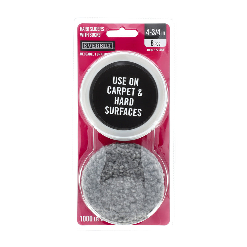 EVERBILT 8PK 4-3/4'' FURNITURE SLIDERS WITH SOCKS NO BIG BOX STORES