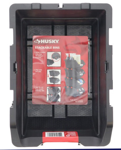 HUSKY 4PK 9'' BLACK STACKABLE BIN