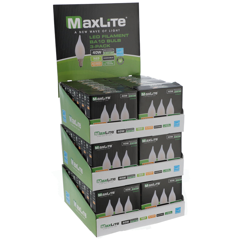 3pk 3.5=40W LED BA10 CANDELABRA BULB SOFT WHITE