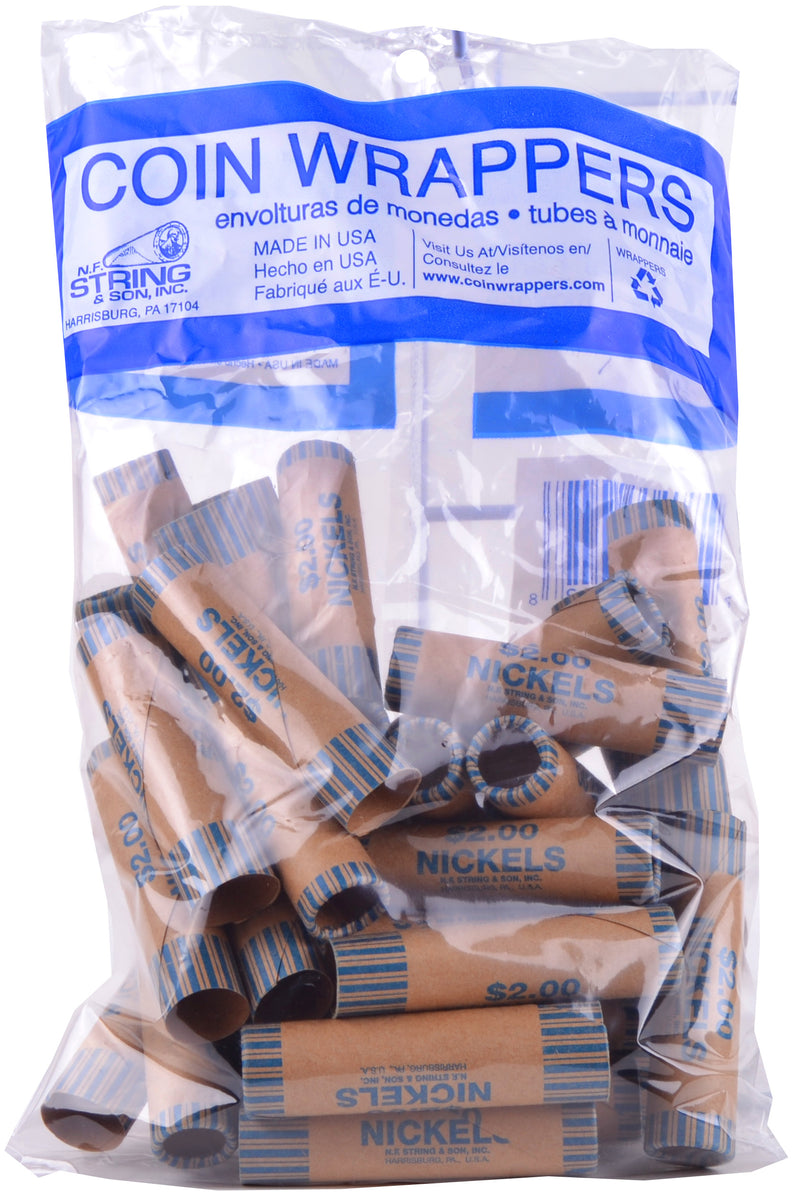 36ct CRIMPED NICKEL COIN WRAPPERS IN BAG