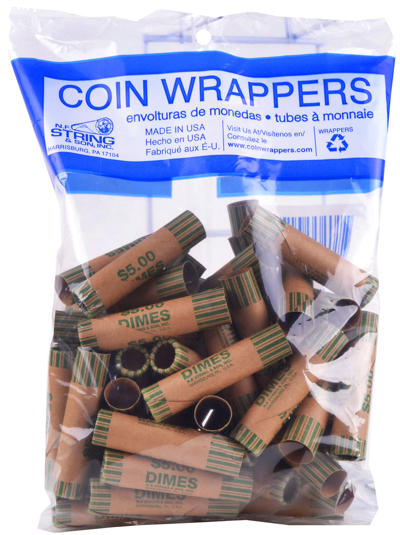36ct CRIMPED DIME COIN WRAPPERS IN BAG