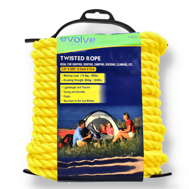 EVOLVE TWISTED ROPE 3/8''x50' YELLOW