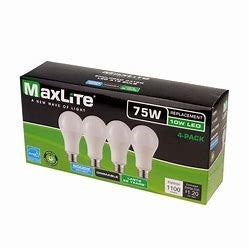 4pk 10=75w LED A19 BULB DIMMABLE DAYLIGHT