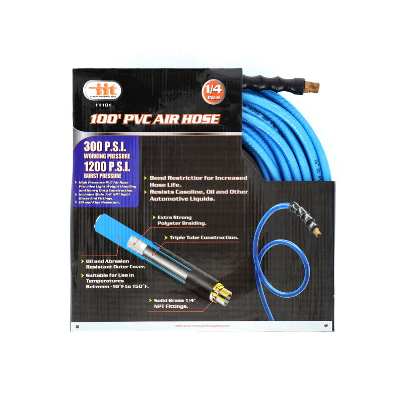 IIT 100'x1/4'' PVC AIR HOSE w/BEND RESTRICTORS