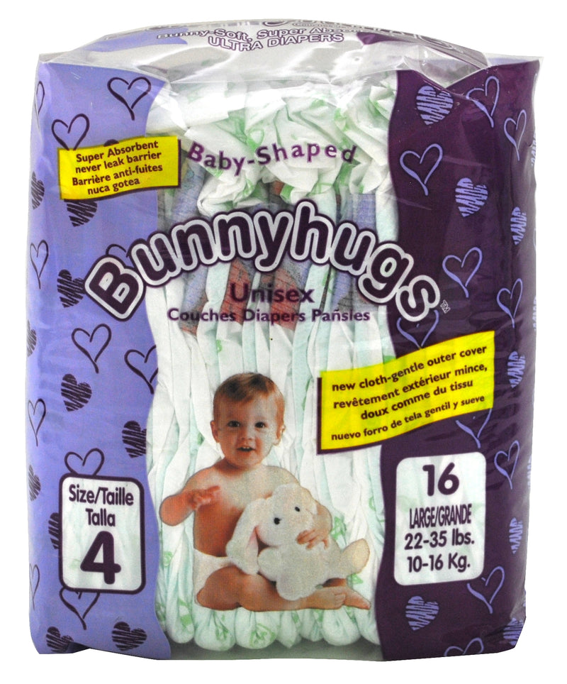 BUNNYHUGS LRG DIAPERS sz 4 (22-35 lb)4160-130-16