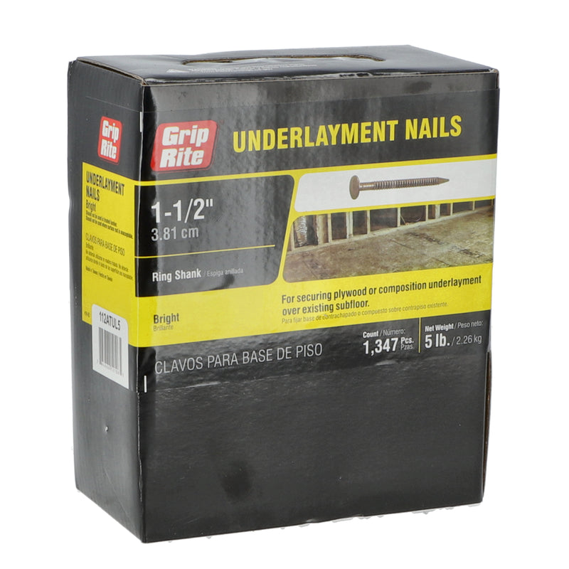 GRIP-RITE 5LB BRIGHT UNDERLAYMENT NAILS 1-1/2
