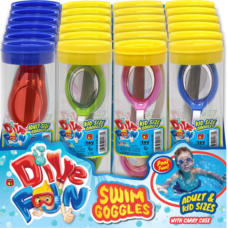 DIVE FUN SWIM GOGGLES IN TUBE ADULTS & KIDS