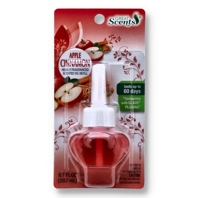 GREAT SCENTS PLUG IN AIR FRESHENER SCENTED OIL APPLE CINNAMON