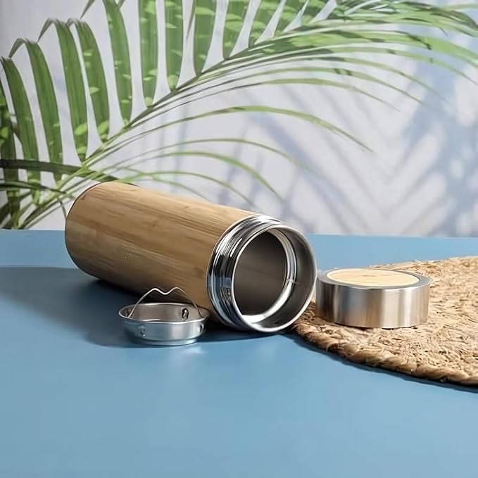 WW 12oz BAMBOO & STAINLESS INSULATED WATER BOTTLE TWIST OFF LID