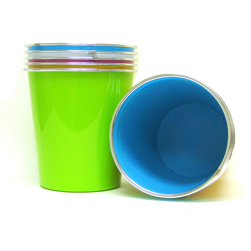 TRASH CAN WITH SILVER RIM 4 COLORS