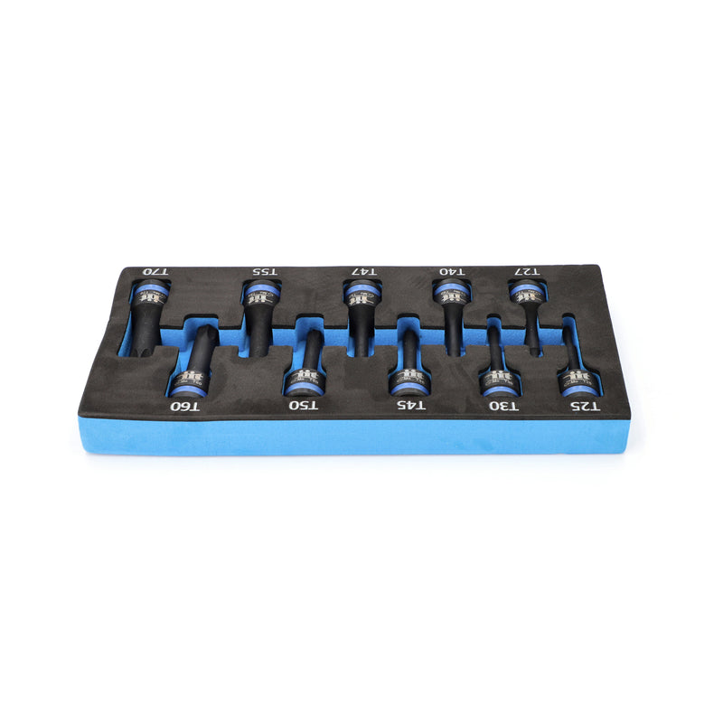 IIT PRO IIT PRO 10PC 1/2'' DRIVE 3'' STAR BIT IMPACT SOCKETS IN FOAM TRAY T25-T70