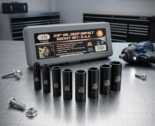 IIT 8pc 3/8'' DEEP IMPACT SOCKETS-SAE