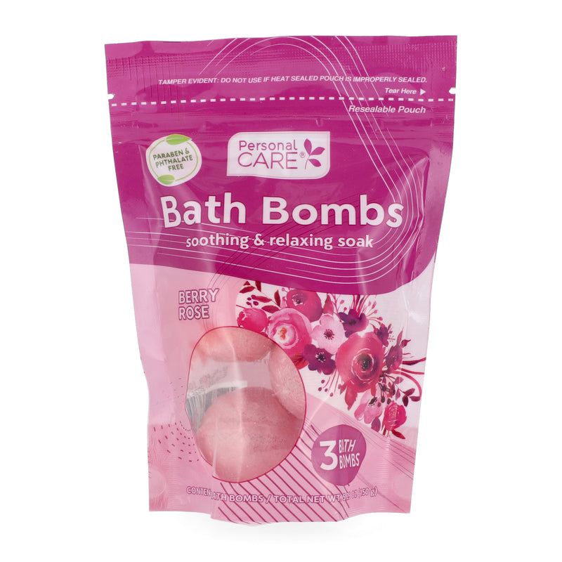 PERSONAL CARE 3CT BATH BOMBS BERRY ROSE