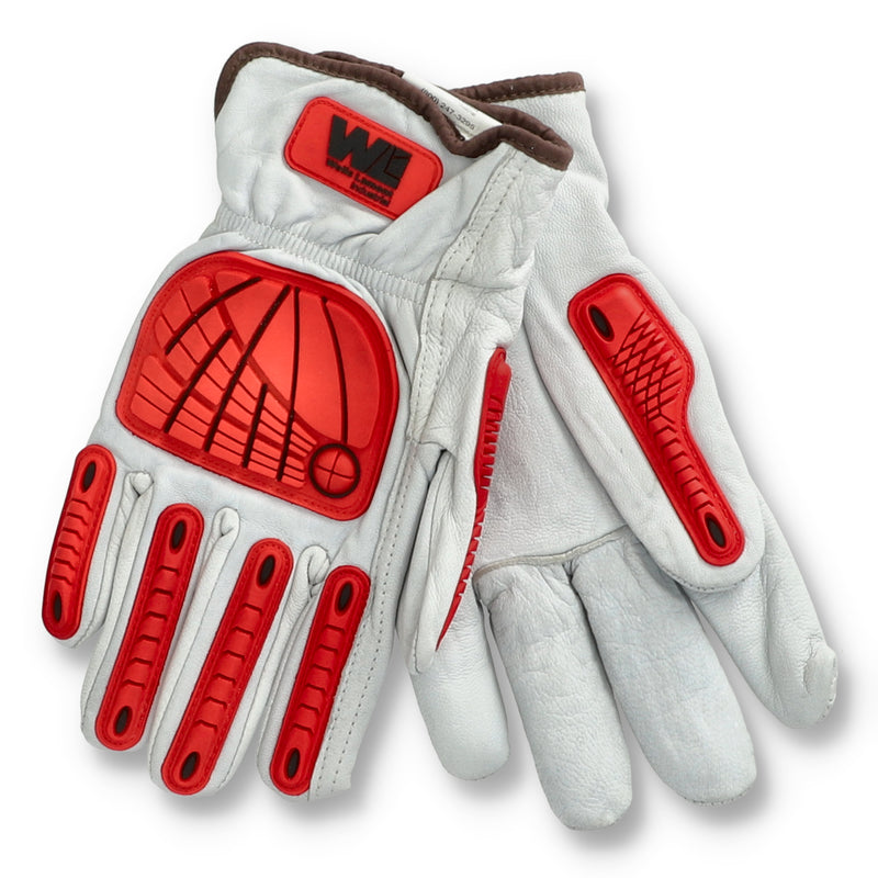 WELLS LAMONT COLD WEATHER LEATHER IMPACT GLOVE LG GRAY-RED