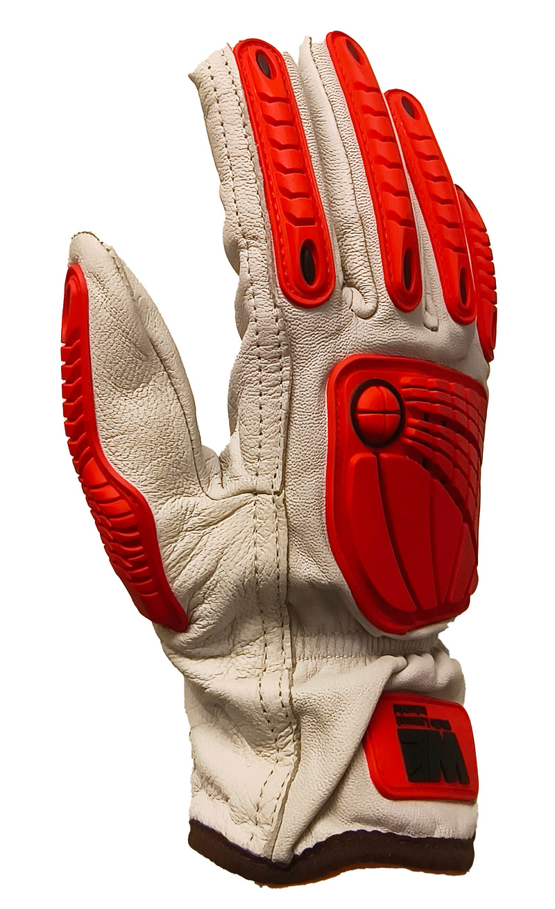 WELLS LAMONT COLD WEATHER LEATHER IMPACT GLOVE LG GRAY-RED