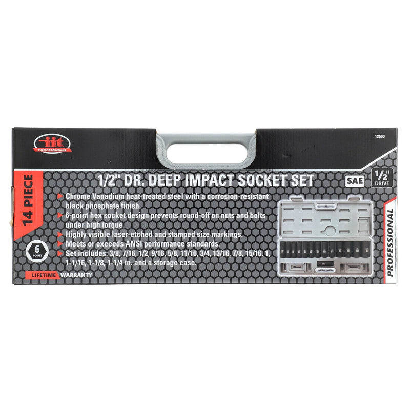 IIT PRO 14pc 1/2''SAE DEEP IMPACT SOCKET SET
