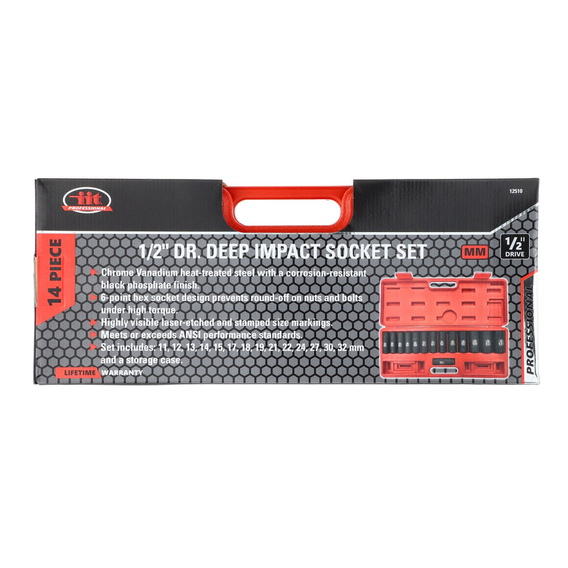 IIT PRO 14pc 1/2''mm DEEP IMPACT SOCKET SET 11-32mm