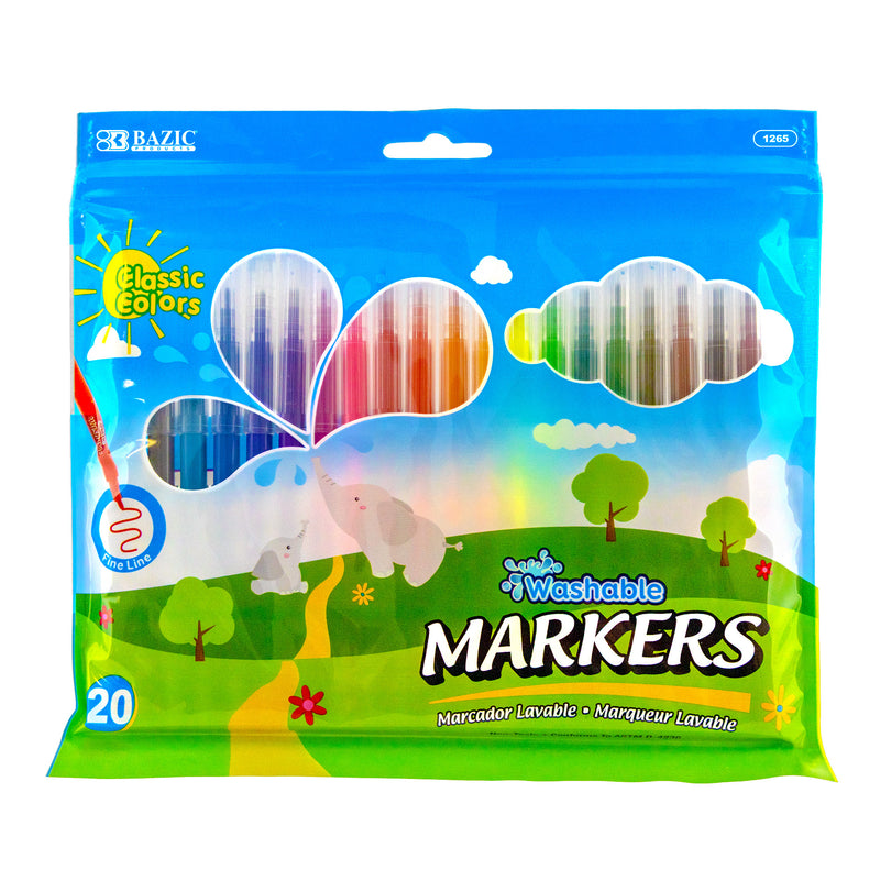 1265B-20 COLORS WASHABLE MARKERS FINE LINE -NO ONLINE SALES