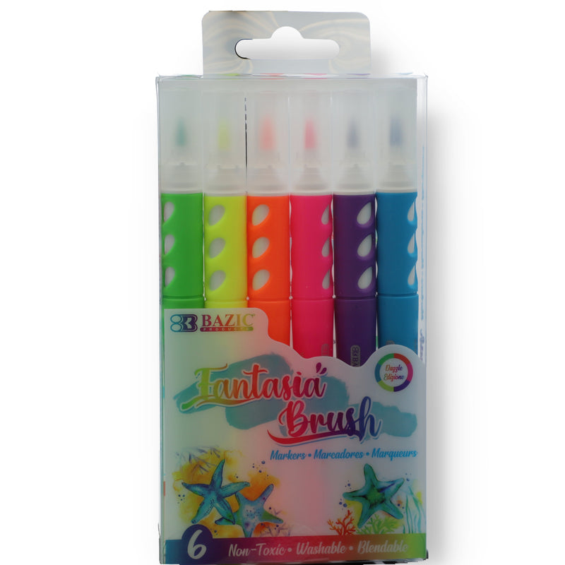 6ct FANTASIA WASHABLE BRUSH MARKERS -NO ONLINE SALES