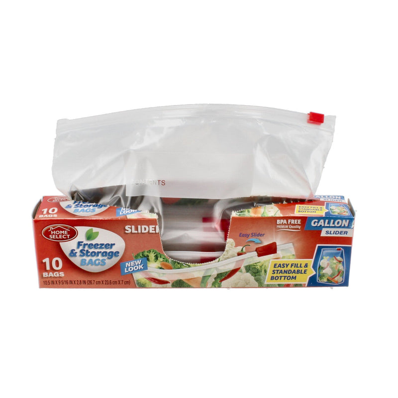HOME SELECT 10CT 1 GALLON STAND UP SLIDER FOOD STORAGE BAG