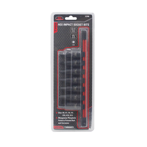 IIT PRO 7PC 1/2'' DRIVE HEX BIT IMPACT SOCKETS ON RAIL