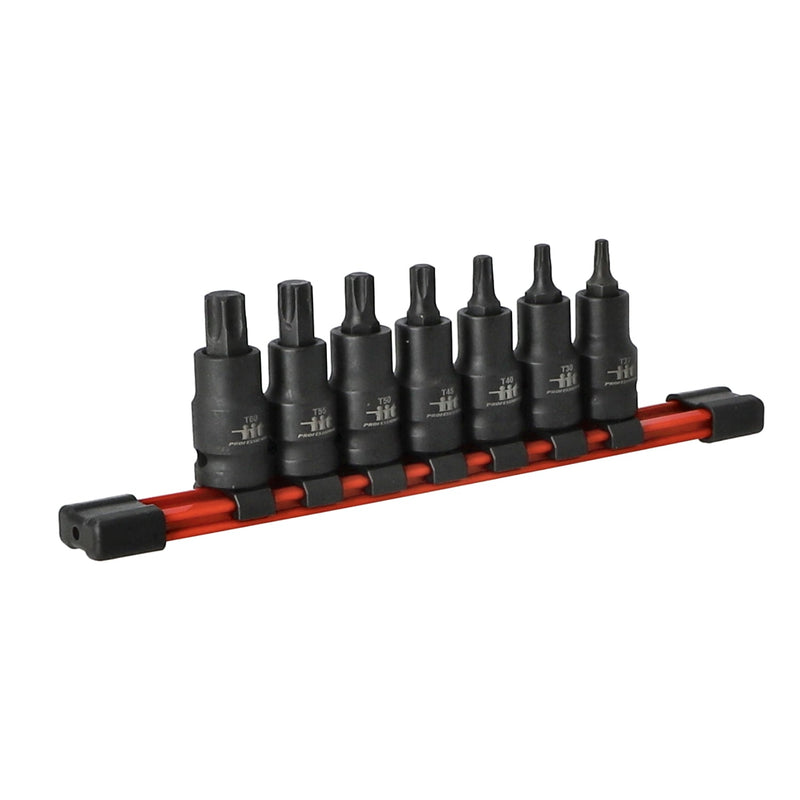 IIT PRO 7PC 1/2'' DRIVE HEX BIT IMPACT SOCKETS ON RAIL