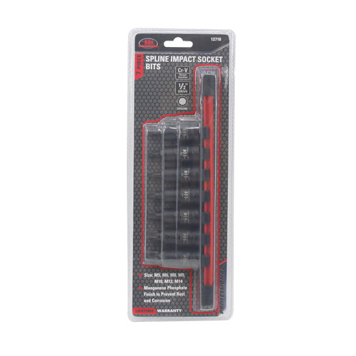 IIT PRO 7PC 1/2'' DRIVE SPLINE BIT IMPACT SOCKETS ON RAIL