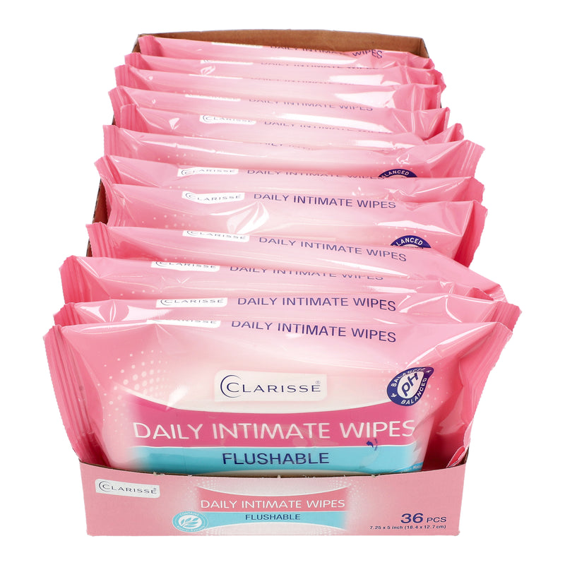 CLARISSE 36CT FEMININE DAILY INTIMATE CLEANSING WIPES -FLUSHABLE