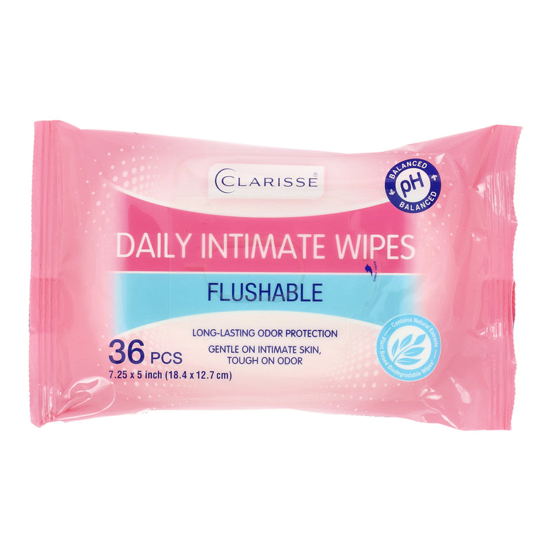 CLARISSE 36CT FEMININE DAILY INTIMATE CLEANSING WIPES -FLUSHABLE