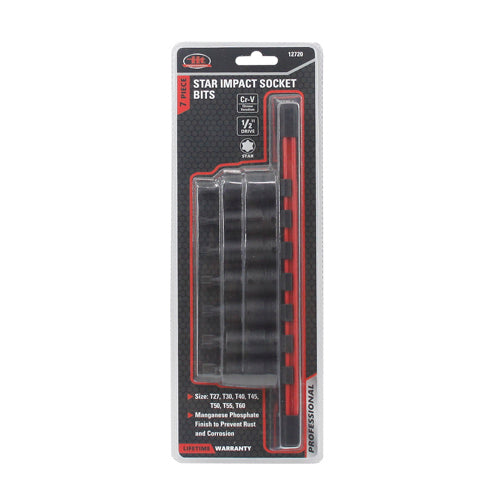 IIT PRO 7PC 1/2'' DRIVE STAR BIT IMPACT SOCKETS ON RAIL