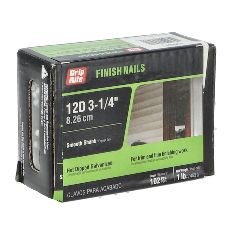 GRIP-RITE 1LB FINISH NAILS 12D 3-1/4''