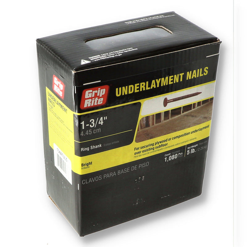 GRIP-RITE 5LB UNDERLAYMENT NAILS 1 3/4'' RING SHANK BRIGHT